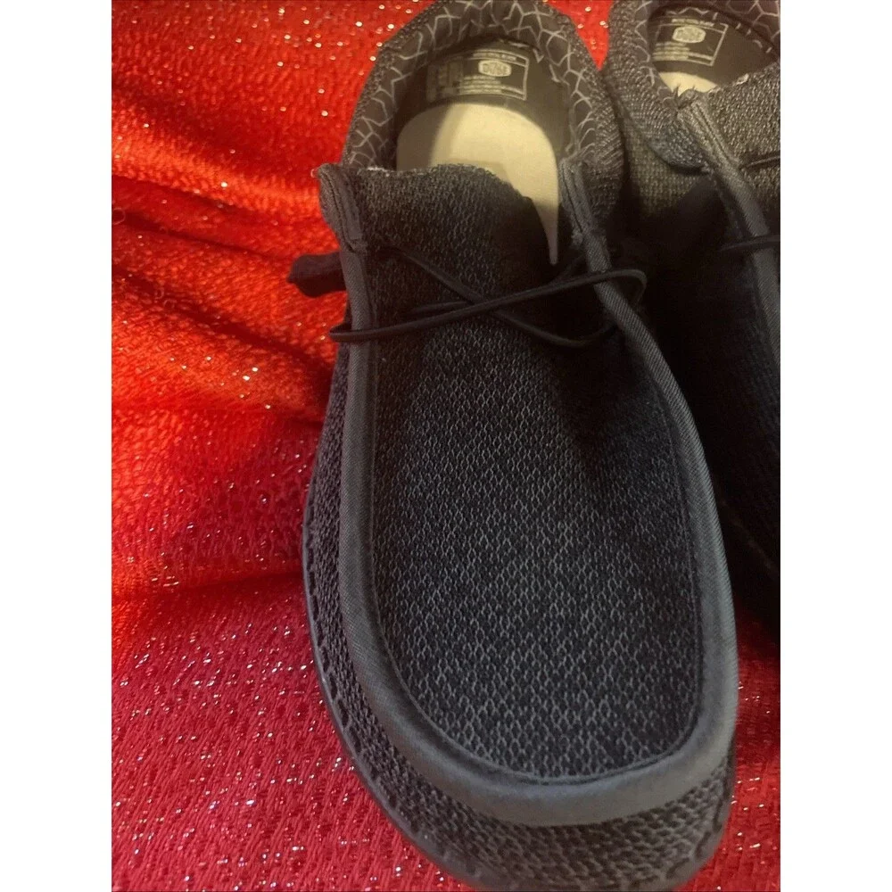 Hey Dude Men's Wally Sox Wide Size M9EE Loafer Shoes - Micro Total Black